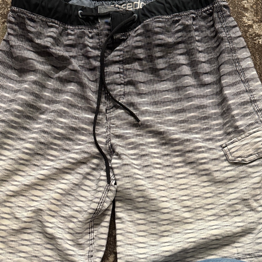 Speedo Black and Gray Patterned Swim Shorts